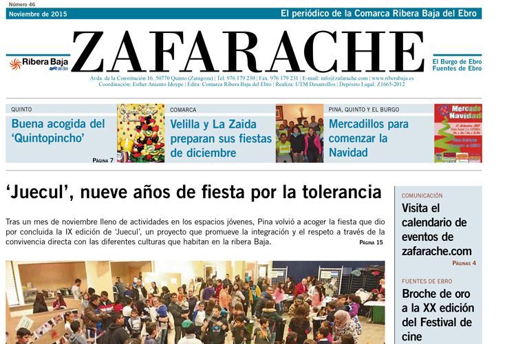 Portada de Zafarache mes de noviembre