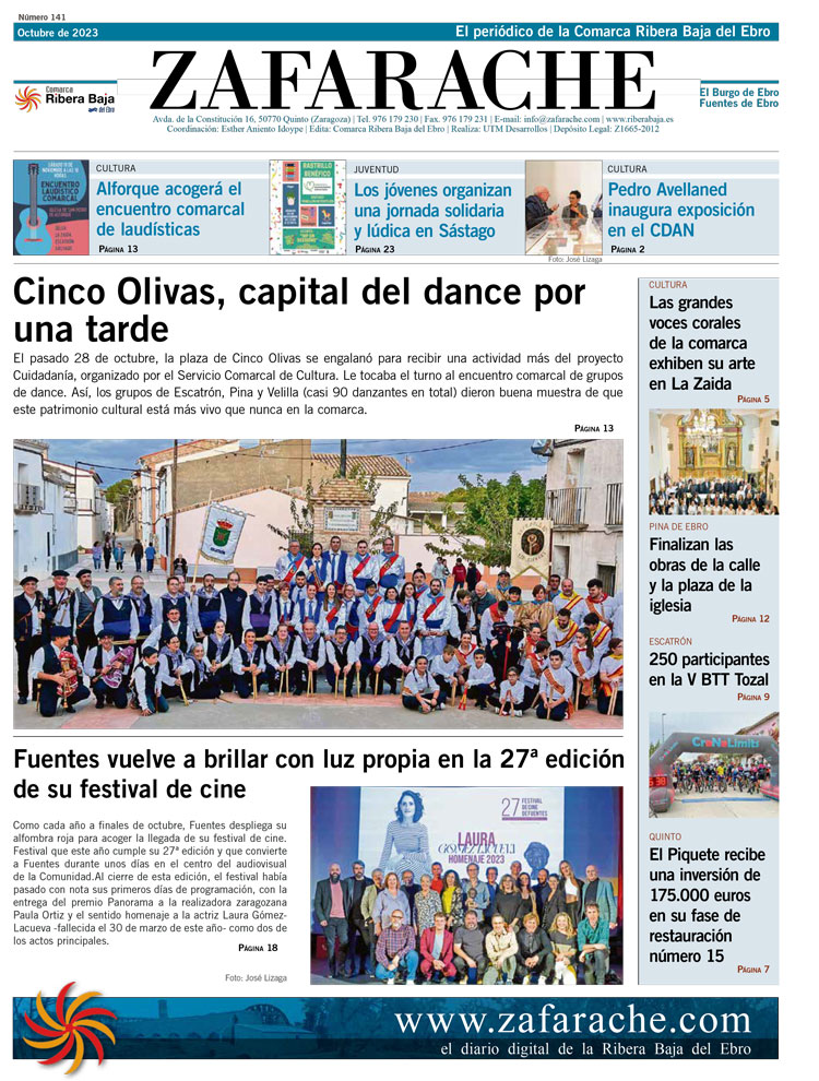 Portada de zafarache mes de octubre de 2023