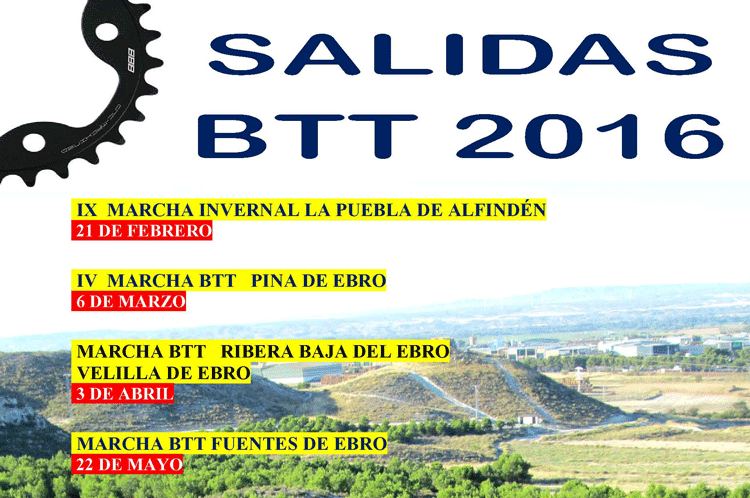 Cartel de las salidas BTT 2016 en la Ribera Baja del Ebro