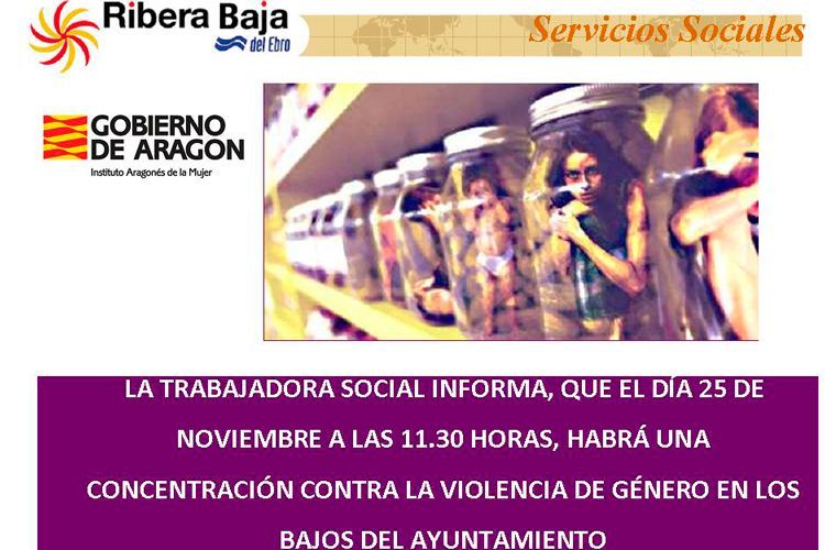 Cartel concentración 25 de noviembre por la eliminación de la violencia contra la mujer