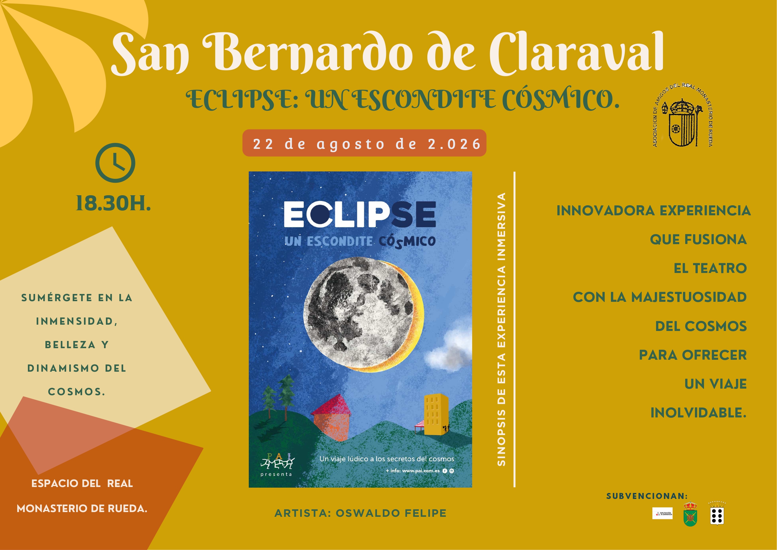 El Monasterio de Rueda festeja a San Bernardo de Claraval el 22 de agosto con misa, exposiciones y espectáculo