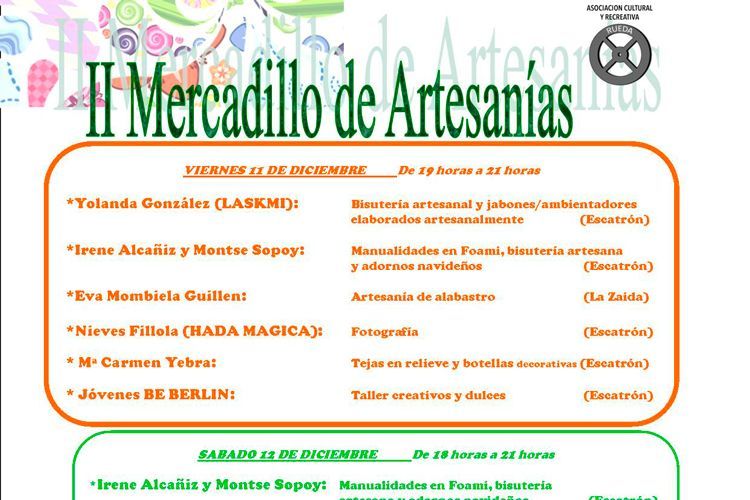 Cartel del mercadillo de artesanías de Escatrón