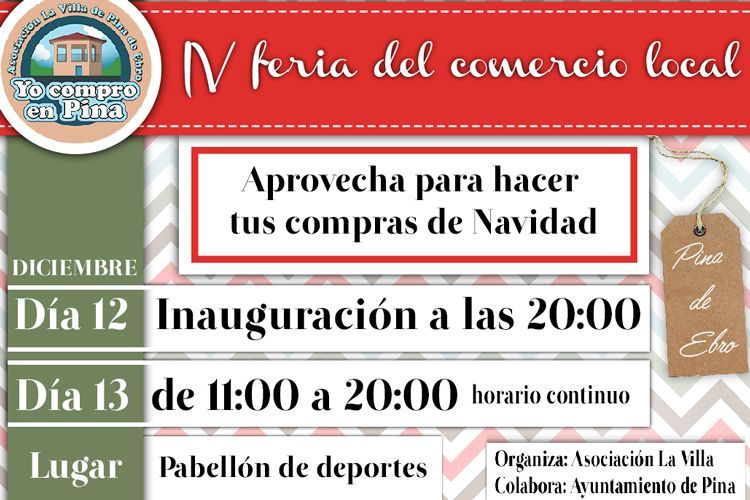 Cartel de la IV feria de comercio local de Pina de Ebro
