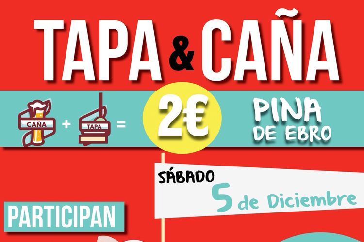 Cartel de tapa y caña en Pina de Ebro