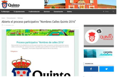 Nueva página web municipal de Quinto