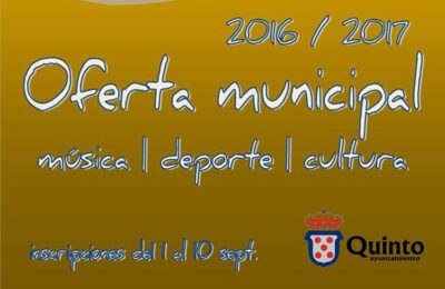 La oferta deportiva, cultural y musical de Quinto, en un solo folleto