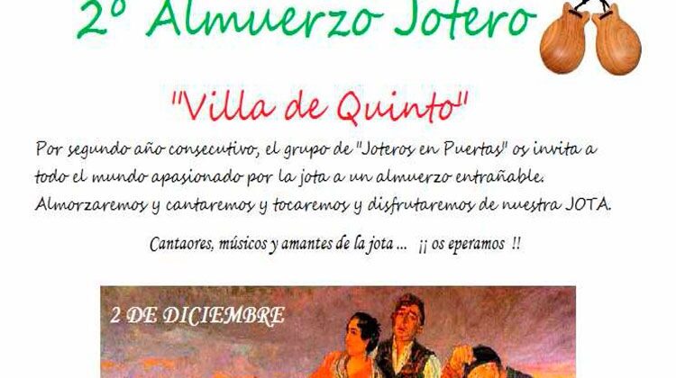 Este sábado, segundo almuerzo jotero ‘Villa de Quinto’