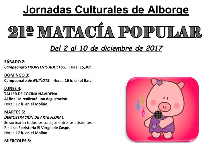 No te pierdas la 21 edición de la matacía popular de Alborge