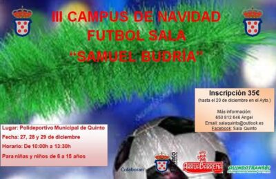 Último día para apuntarse al III Campus de Navidad del fútbol sala Quinto