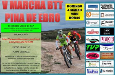 Casi 200 personas participarán en la marcha BTT de Pina de este domingo