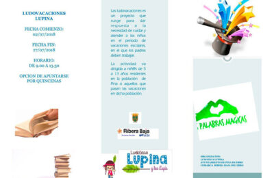 Abierto el plazo para apuntarse a las ludovacaviones de la ludoteca de Pina