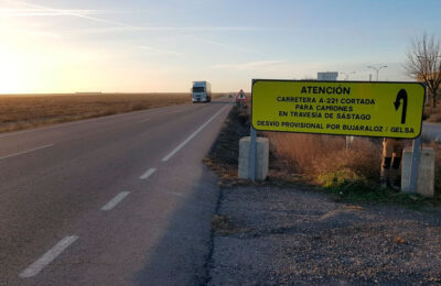 Cortada por obras la carretera de Sástago