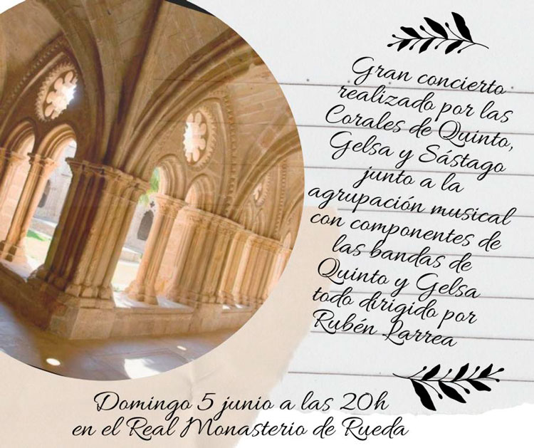Este domingo, Gelsa, Quinto y Sástago sonarán juntos en el Monasterio de Rueda