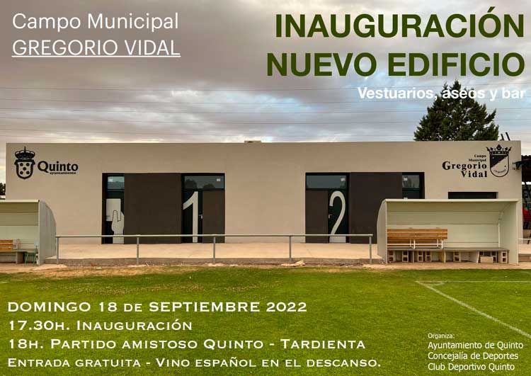 Quinto inaugura este domingo los nuevos vestuarios del campo de fútbol Gregorio Vidal