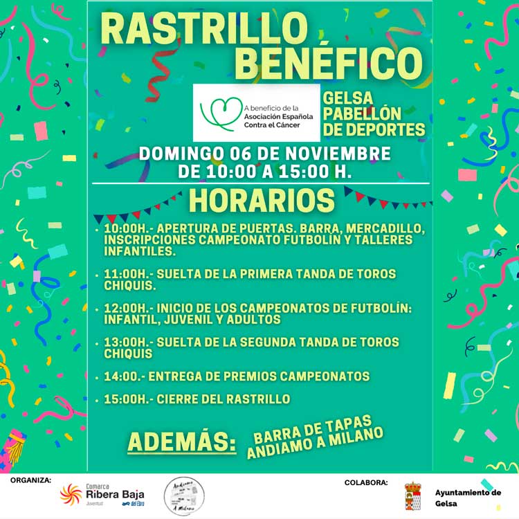 Este domingo, mercadillo solidario en Gelsa