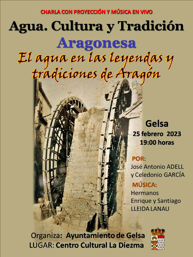 Gelsa acogerá una charla sobre el agua en la cultura y tradición aragonesa