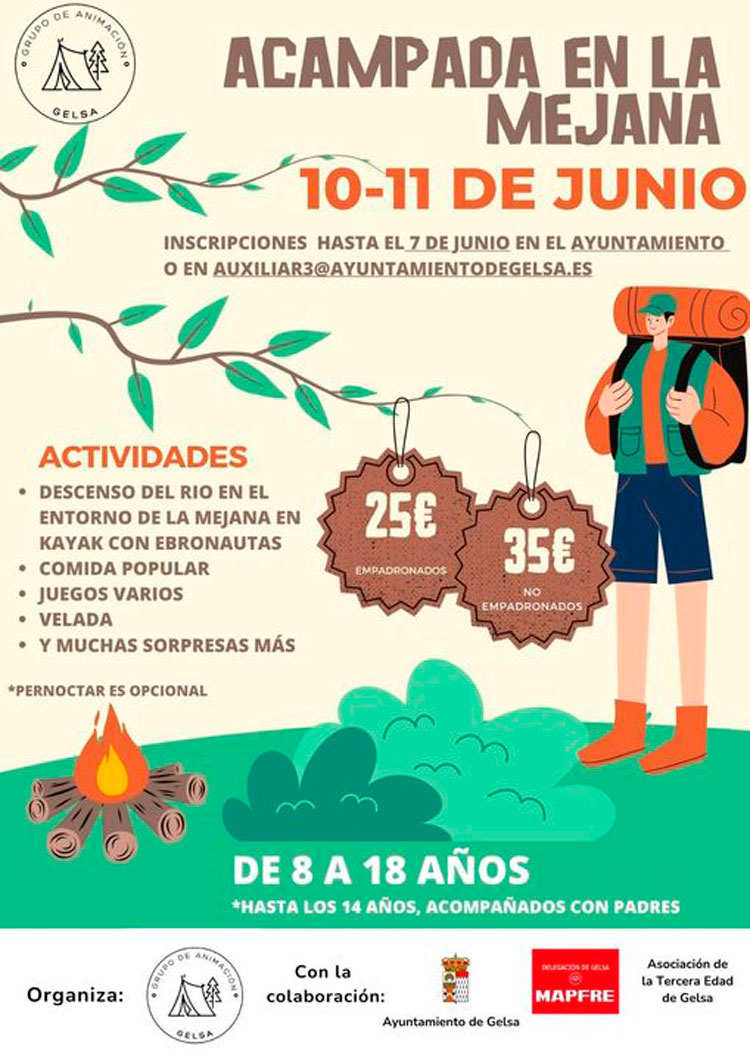 Acampada en la mejana de Gelsa