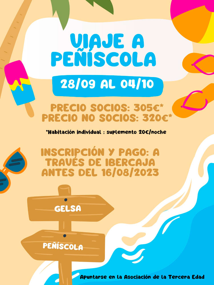 Viaje a Peñíscola de la Asociación de la Tercera Edad de Gelsa