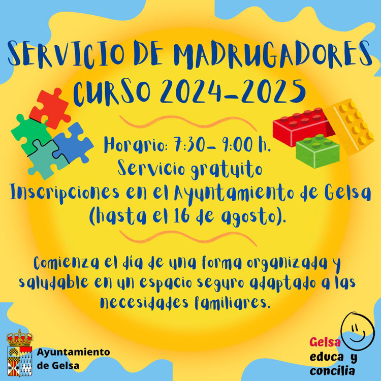 Servicio gratuito de madrugadores en Gelsa