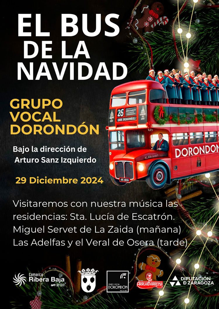 El Bus de la Navidad llevará música y alegría a las residencias de Escatrón, La Zaida y Osera