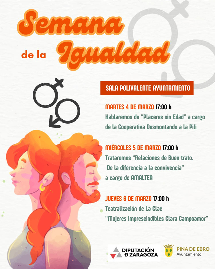 Pina de Ebro celebra la Semana de la Igualdad con actividades culturales y educativas