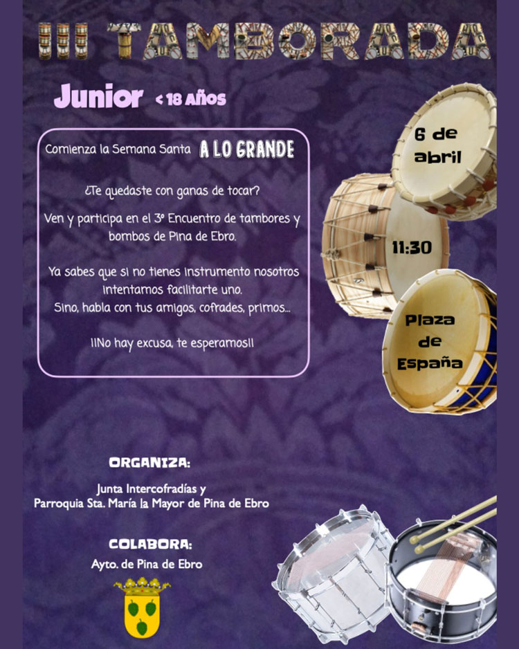 Pina de Ebro se prepara para hacer retumbar sus tambores en el III Encuentro de Semana Santa