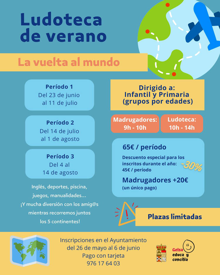 Gelsa pone en marcha su ludoteca de verano con un viaje por los cinco continentes