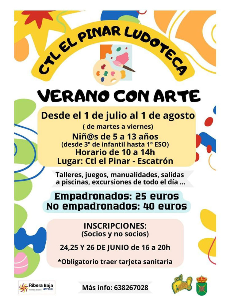 Escatrón acogerá las colonias urbanas ‘Verano con arte’ del 1 de julio al 1 de agosto