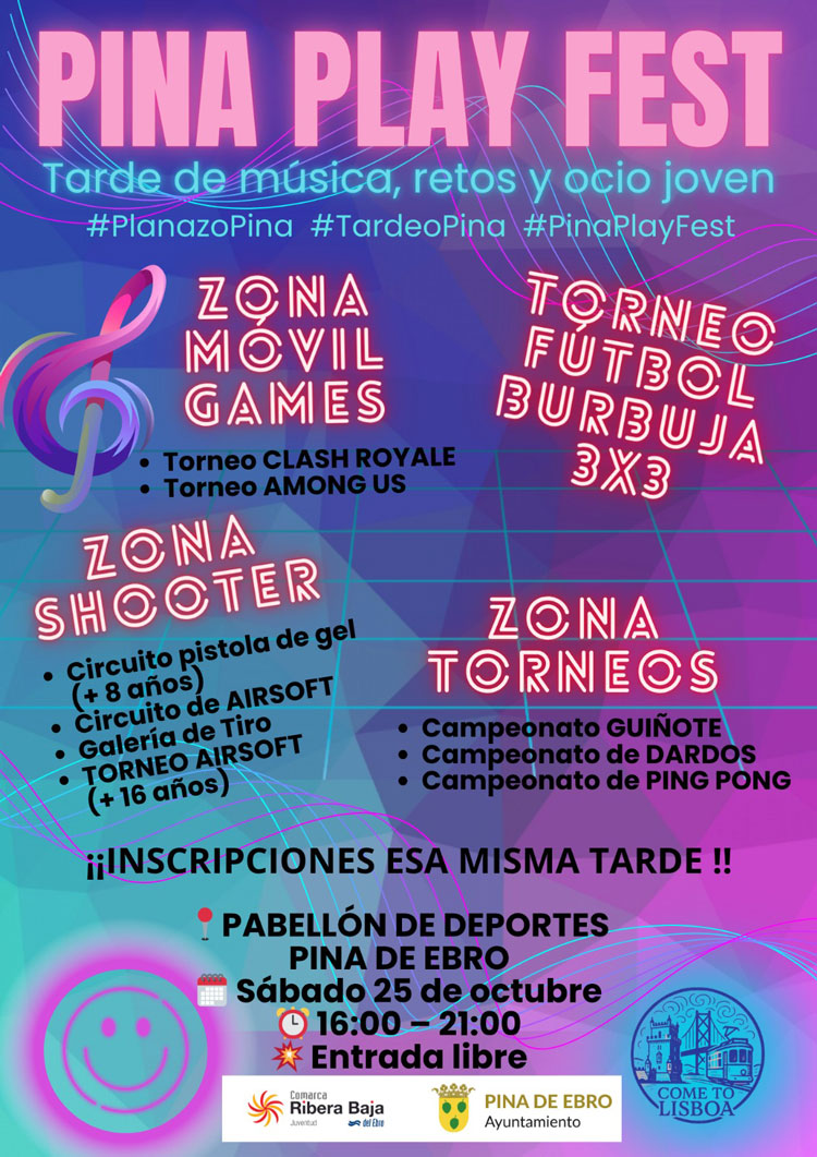 Pina Play Fest reunirá a la juventud de la comarca con música, torneos y ocio activo