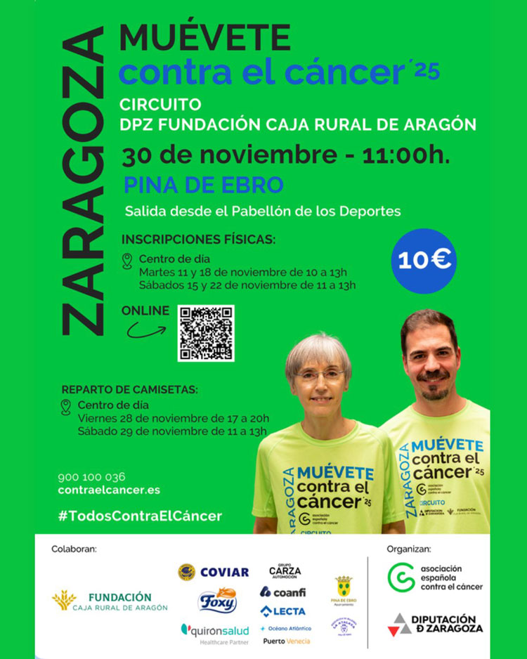 Pina de Ebro se une a la lucha contra el cáncer con una carrera solidaria el 30 de noviembre
