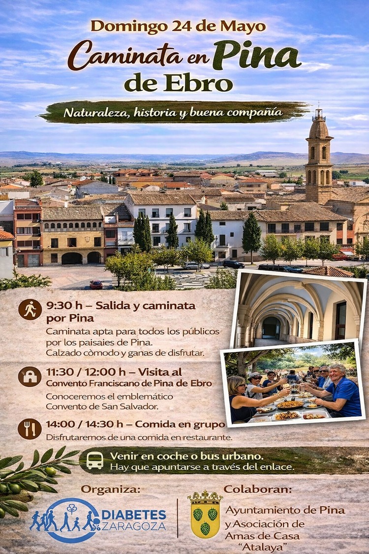 Diabetes Zaragoza organiza una jornada de convivencia en Pina de Ebro