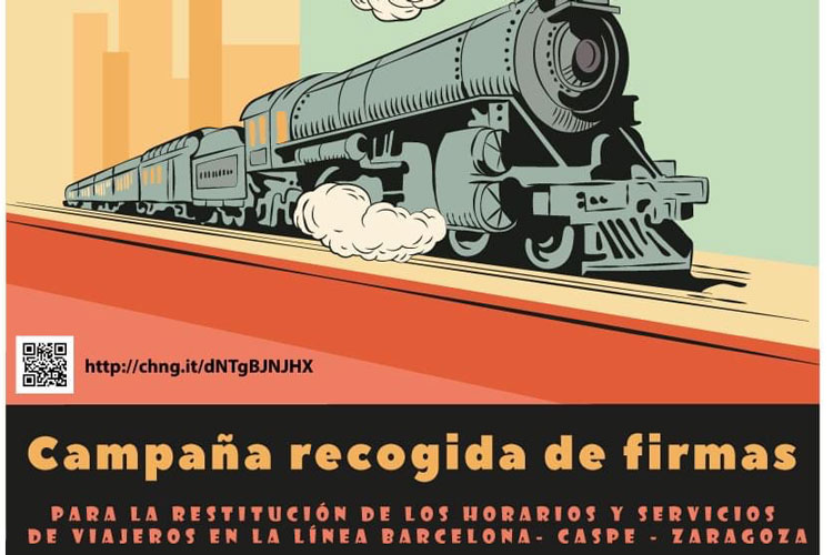 Recogida de firmas para recuperar el tren de la línea Barcelona-Caspe-Zaragoza