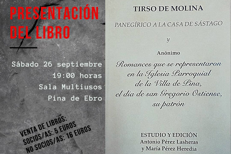 Este sábado, el ‘Marrán’ presenta en Pina el panegírico a la Casa de Sástago de Tirso de Molina