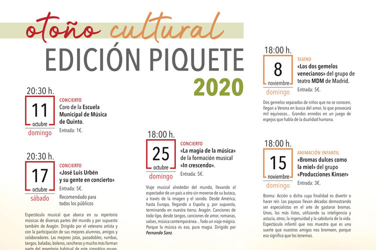 Quinto retoma sus actividades lúdicas con un ‘Otoño cultural’ en el Piquete