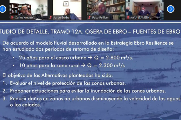 La estrategia Ebro Resilience reúne a afectados por el riesgo de inundación del tramo Osera-Fuentes