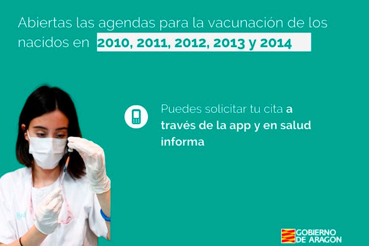 Aragón abre las citas de la vacunación frente al COVID-19 a los niños nacidos en 2013 y 2014