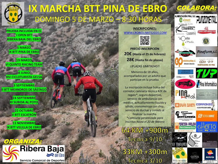 El primer Open de la Ribera Baja del Ebro comenzará con la IX Marcha BTT de Pina