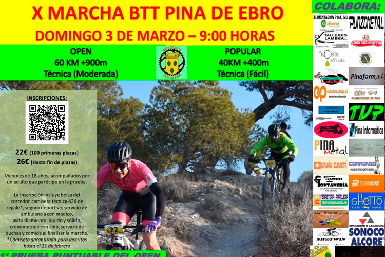 El segundo Open de la Ribera Baja del Ebro comenzará con la X Marcha BTT de Pina