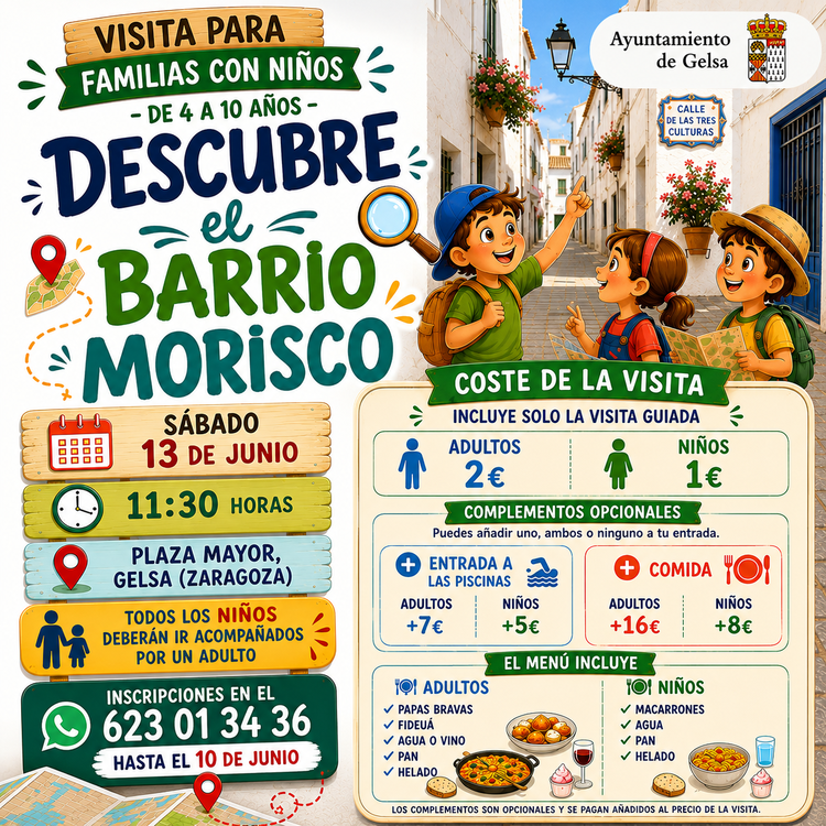 Gelsa programa una jornada familiar en el Barrio Morisco con visita guiada, piscinas y teatro